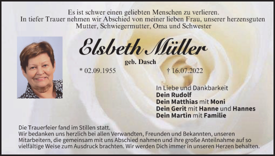 Anzeige von Elsbeth Müller von MGO