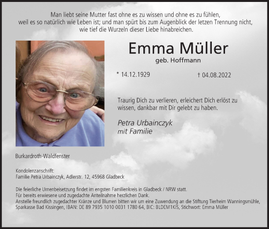 Anzeige von Emma Müller von MGO