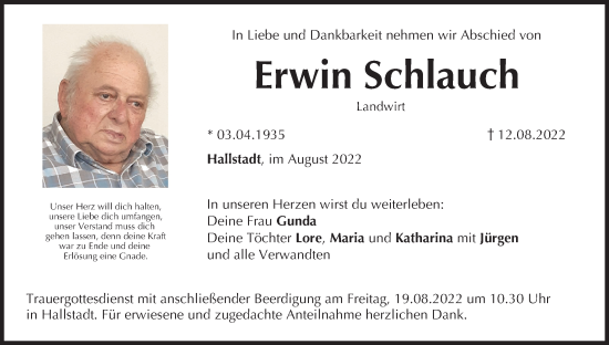 Anzeige von Erwin Schlauch von MGO