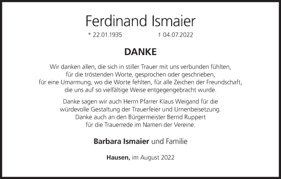 Anzeige von Ferdinand Ismaier von MGO