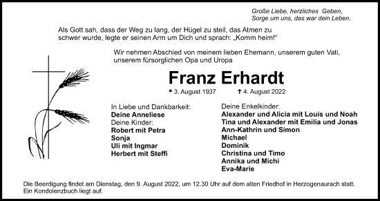 Anzeige von Franz Erhardt von MGO