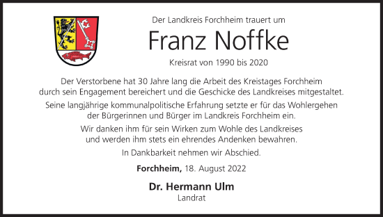 Anzeige von Franz Noffke von MGO