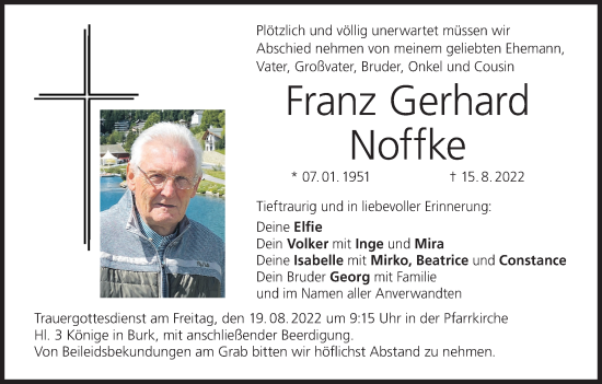 Anzeige von Franz Gerhard Noffke von MGO