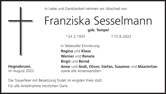 Anzeige von Franziska Sesselmann von MGO