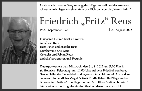 Anzeige von Friedrich Reus von MGO