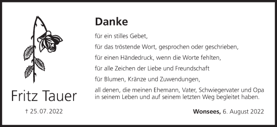 Anzeige von Fritz Tauer von MGO