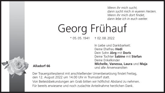 Anzeige von Georg Frühauf von MGO