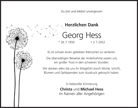 Anzeige von Georg Hess von MGO