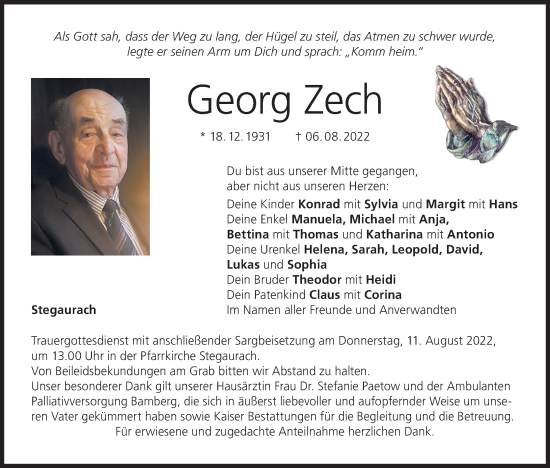 Anzeige von Georg Zech von MGO