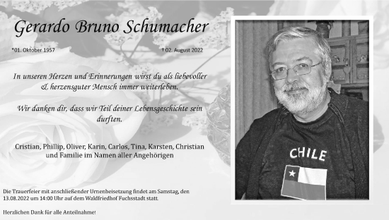 Anzeige von Gerardo Bruno Schumacher von MGO