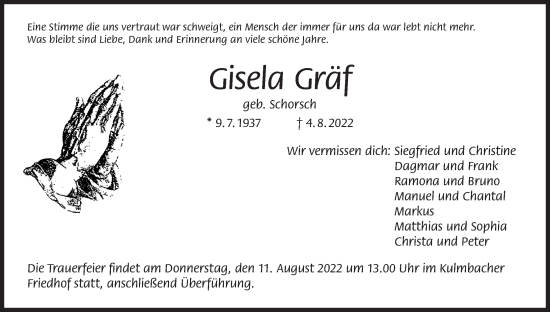 Anzeige von Gisela Gräf von MGO