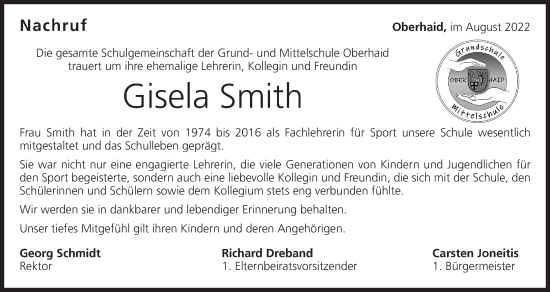 Anzeige von Gisela Smith von MGO