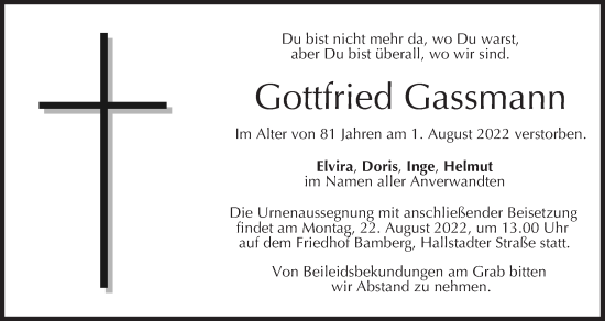 Anzeige von Gottfried Gassmann von MGO