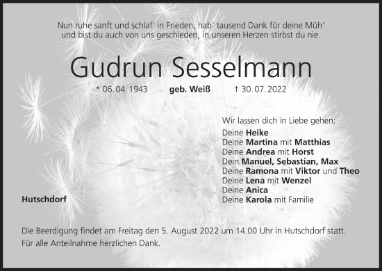 Anzeige von Gudrun Sesselmann von MGO