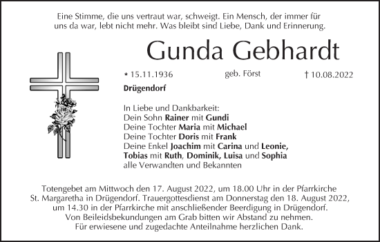 Anzeige von Gunda Gebhardt von MGO