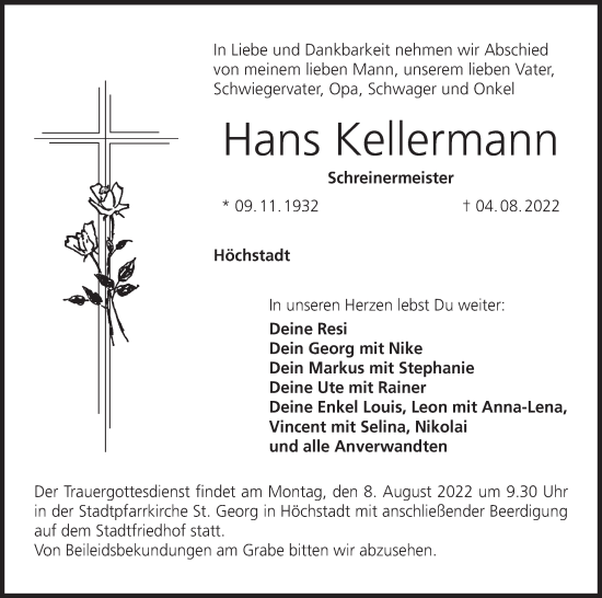 Anzeige von Hans Kellermann von MGO