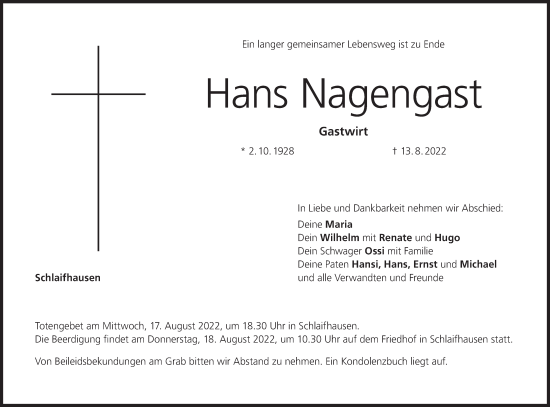 Anzeige von Hans Nagengast von MGO