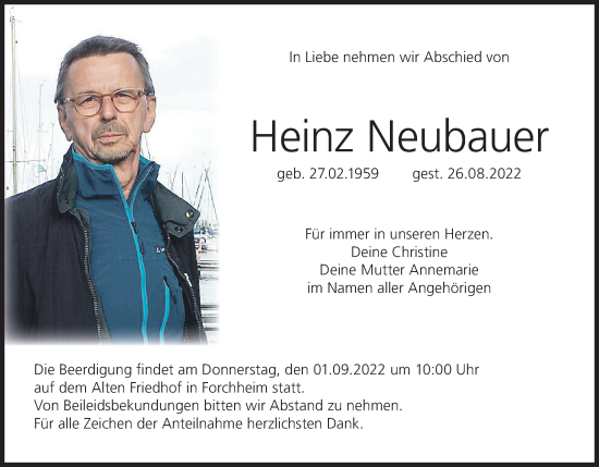 Anzeige von Heinz Neubauer von MGO