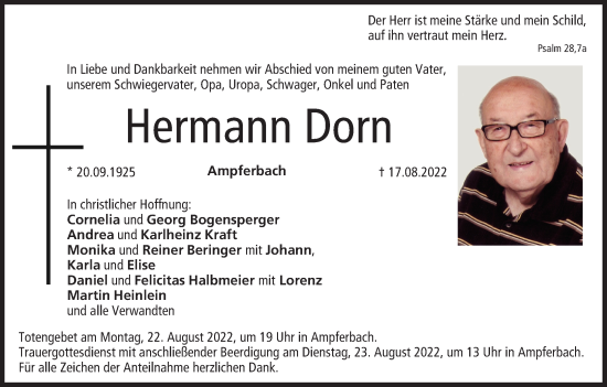 Anzeige von Hermann Dorn von MGO