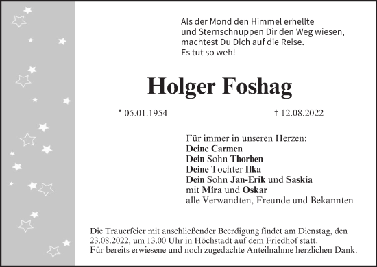 Anzeige von Holger Foshag von MGO