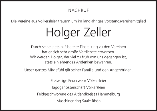 Anzeige von Holger Zeller von MGO