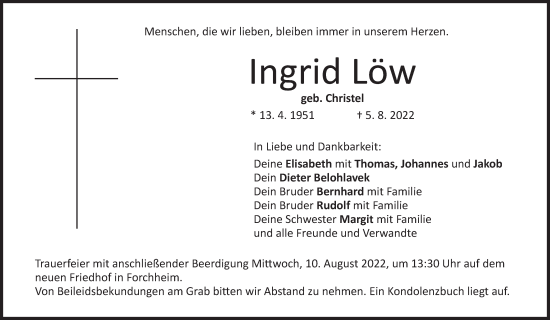 Anzeige von Ingrid Löw von MGO
