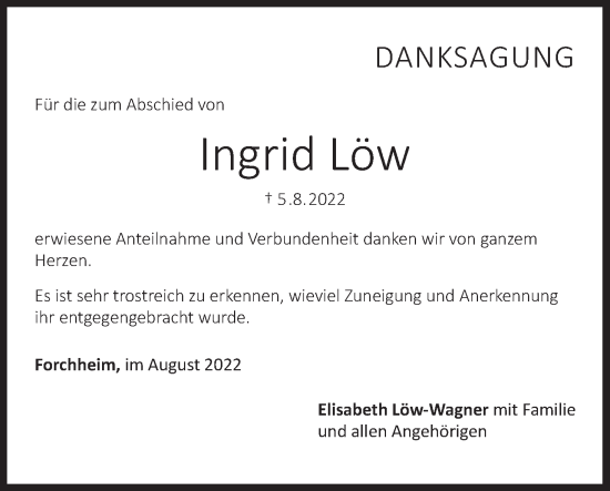 Anzeige von Ingrid Löw von MGO