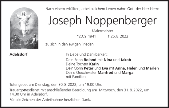 Anzeige von Joseph Noppenberger von MGO