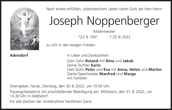 Anzeige von Joseph Noppenberger von MGO