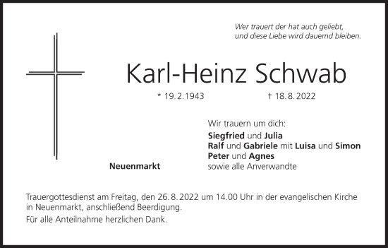 Anzeige von Karl-Heinz Schwab von MGO