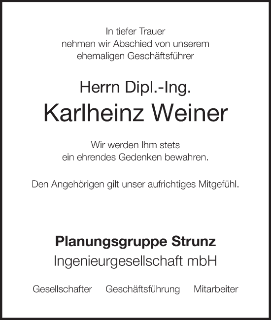 Anzeige von Karlheinz Weiner von MGO