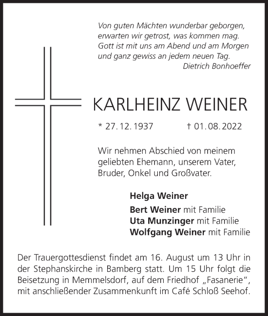 Anzeige von Karlheinz Weiner von MGO