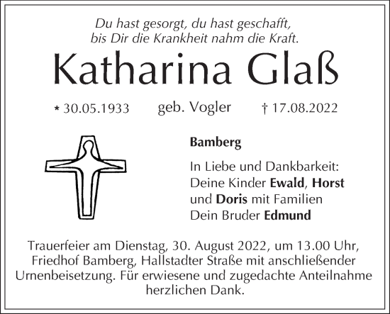 Anzeige von Katharina Glaß von MGO