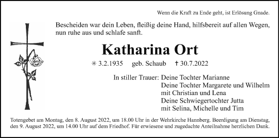 Anzeige von Katharina Ort von MGO