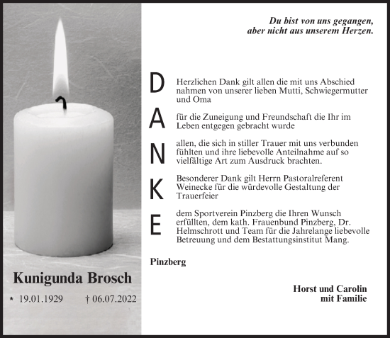 Anzeige von Kunigunda Brosch von MGO