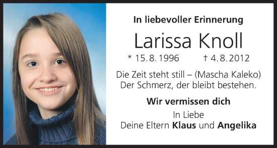Anzeige von Larissa Knoll von MGO