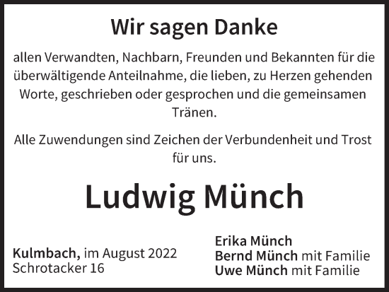 Anzeige von Ludwig Münch von MGO