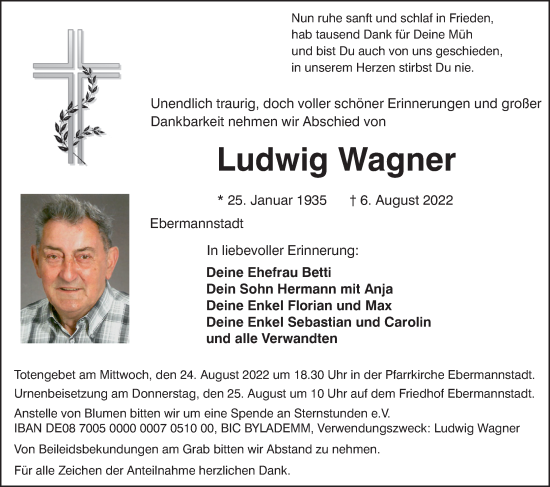 Anzeige von Ludwig Wagner von MGO