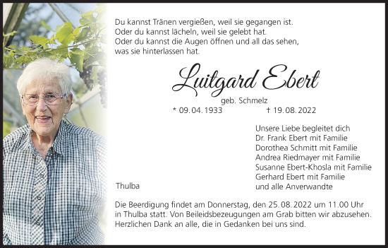Anzeige von Luitgard Ebert von MGO