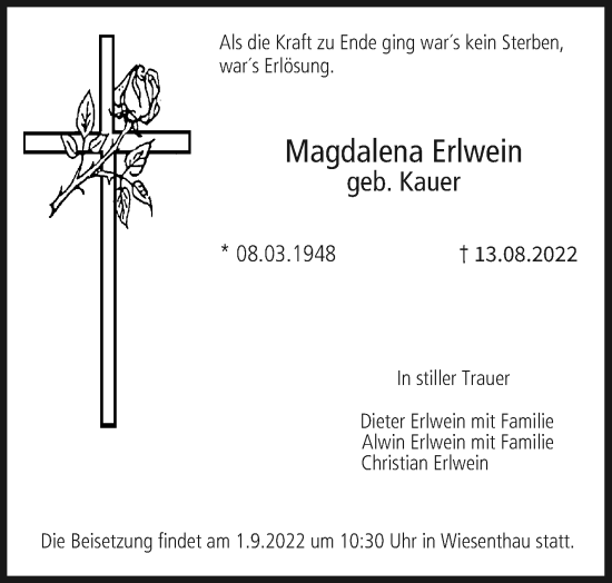 Anzeige von Magdalena Erlwein von MGO