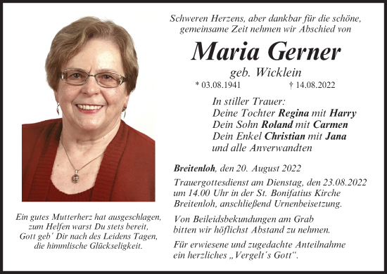 Anzeige von Maria Gerner von MGO
