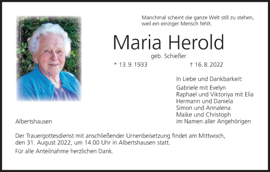 Anzeige von Maria Herold von MGO
