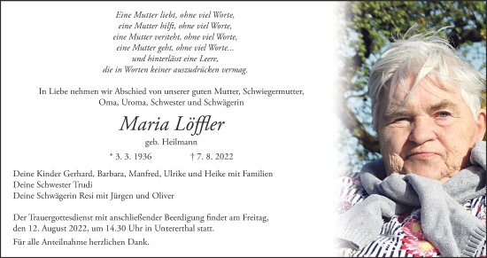 Anzeige von Maria Löffler von MGO