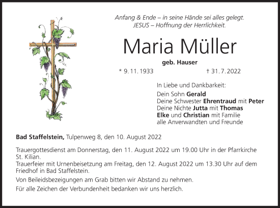 Anzeige von Maria Müller von MGO