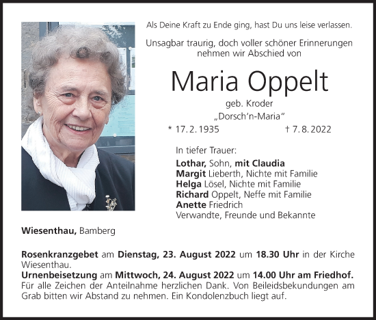 Anzeige von Maria Oppelt von MGO