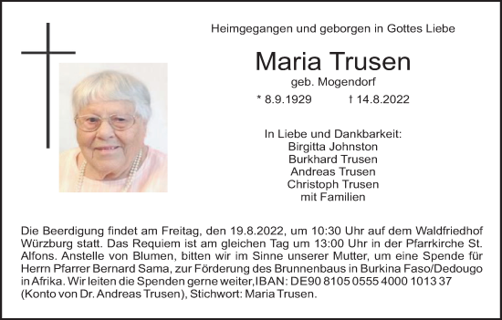 Anzeige von Maria Trusen von MGO