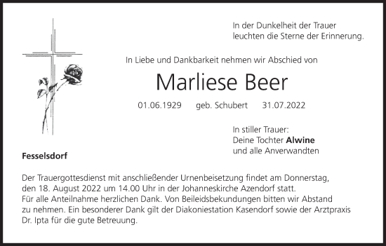 Anzeige von Marliese Beer von MGO