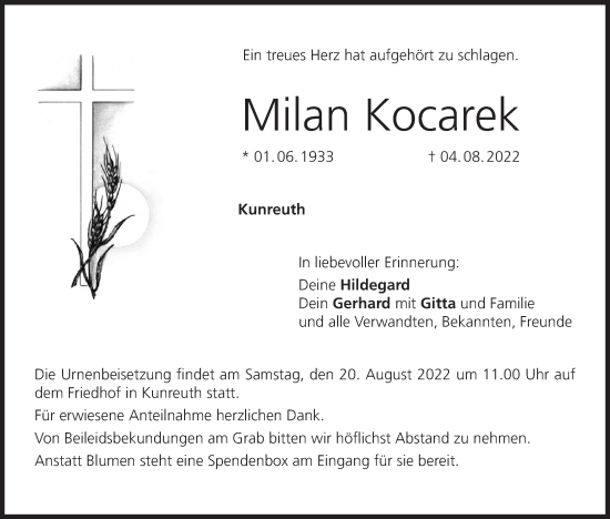 Anzeige von Milan Kocarek von MGO