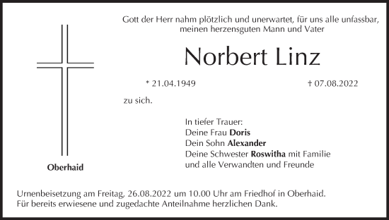 Anzeige von Norbert Linz von MGO