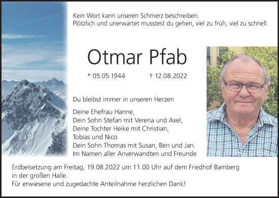 Anzeige von Otmar Pfab von MGO